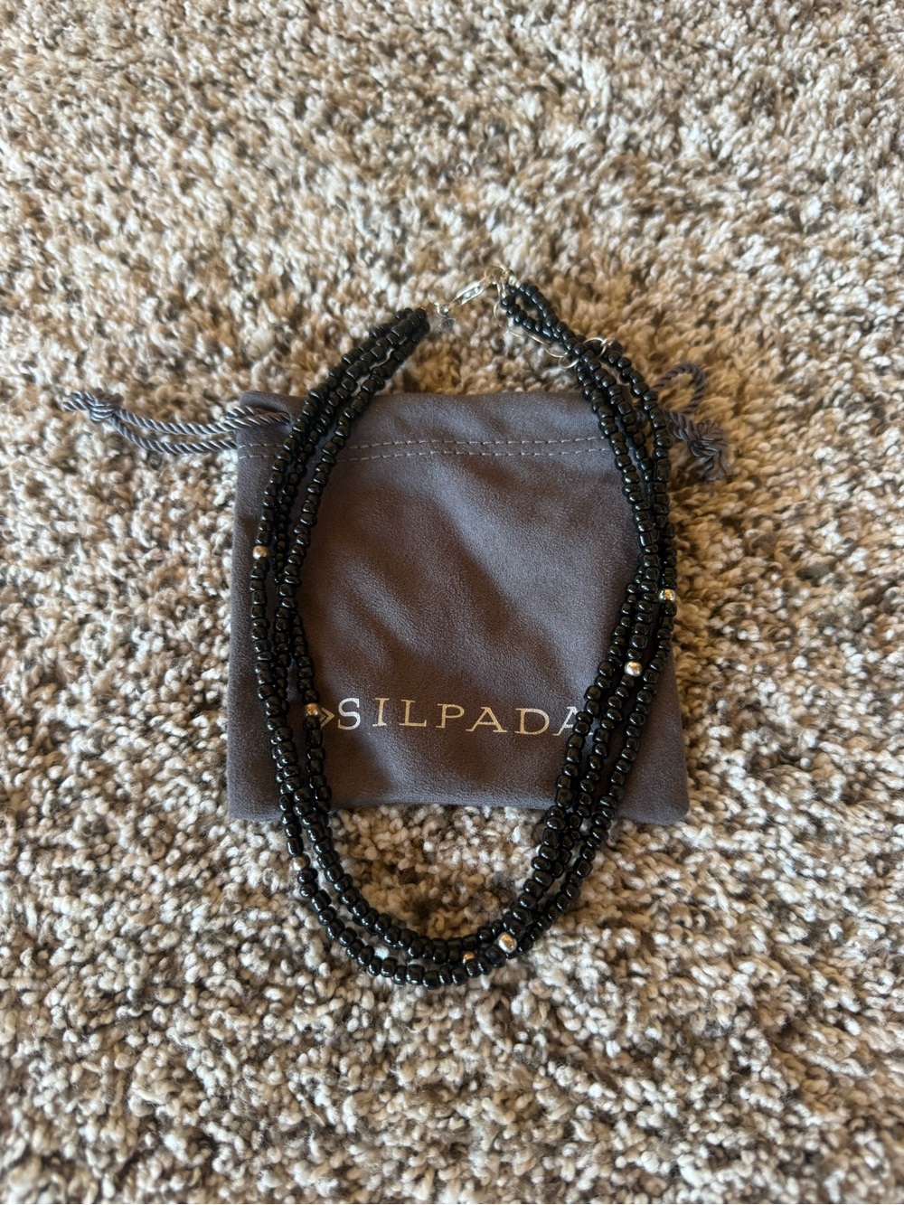 Silpada Black Multi-Strand Beaded Necklace - Glossy Black